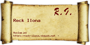 Reck Ilona névjegykártya
